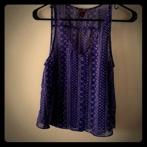 Sheer blue and white tank